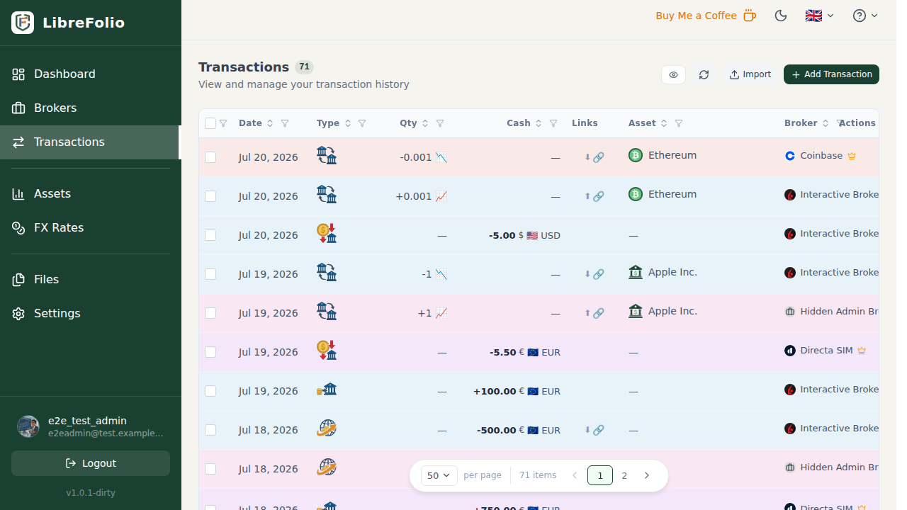 Transactions List
